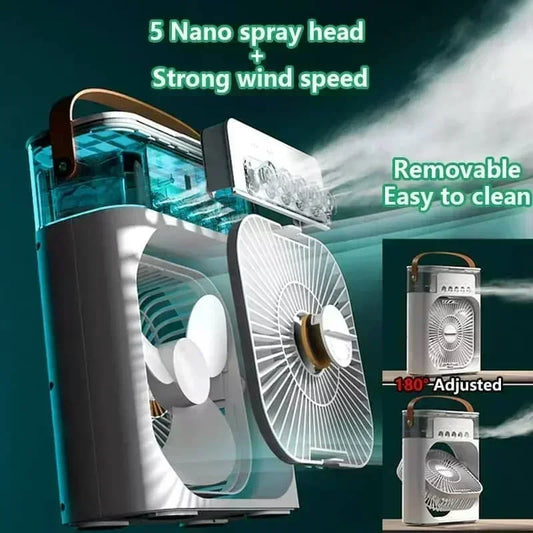 Portable Air Cooler Fan - 3-in-1 with Humidifier & LED Light