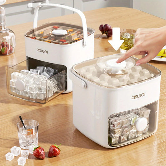 Extra-Large 48-Ice Cube Maker with Easy Glide – Double-Layer Food-Grade Tray for Refrigerator – Perfect for Whiskey & Cocktails