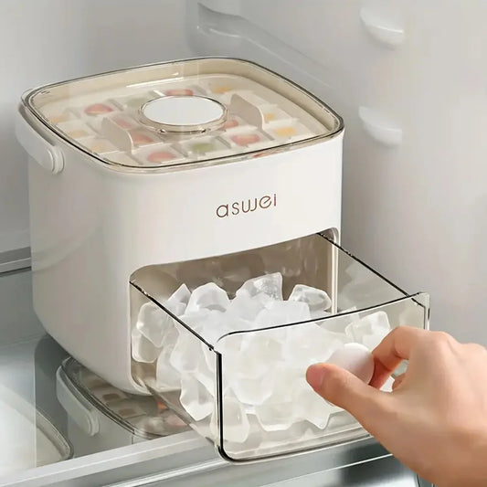 Extra-Large 48-Ice Cube Maker with Easy Glide – Double-Layer Food-Grade Tray for Refrigerator – Perfect for Whiskey & Cocktails