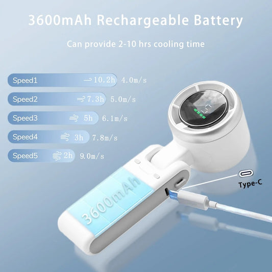 Portable Turbo Handheld Fan – Rechargeable & Adjustable